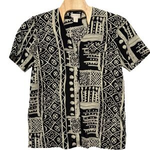 Christie &‎ Jill Button Up Shirt Size Large Vintage 90's Geometric Short Sleeve